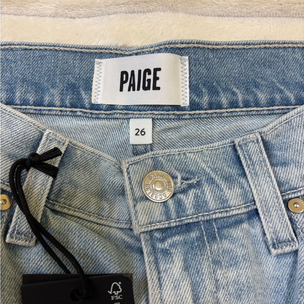 NWT PAIGE Arellia Wide Undone Hem High Waist Ankle Barrel Jeans, Fernanda 26 - Picture 8 of 14
